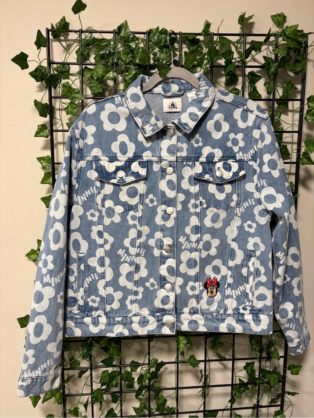 Disney Minnie Mouse Light Blue Floral Denim Jacket